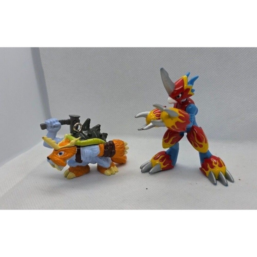 Lot of 2 Bandai Digimon Zudomon Flamedramon 1999-2000 Mini Action Figures
